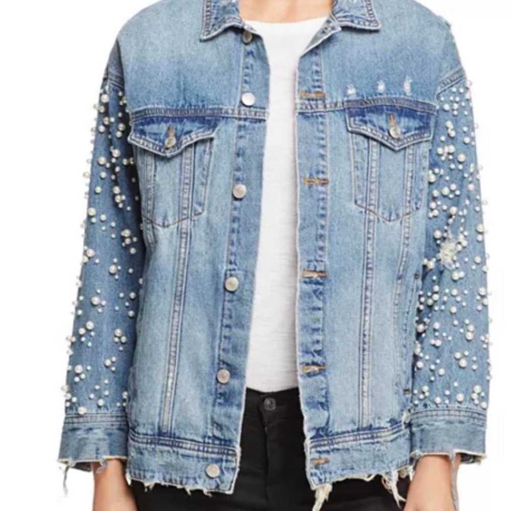 Denim Jacket with Pearls